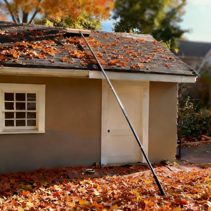 Leaf Roof Brush Cleaning Kit, Stainless Steel Pole (Extends 2ft to 16.5ft), Rake for All Roof Types & Solar Panels