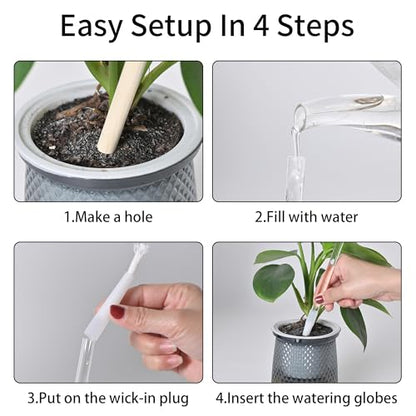 Glass Self Watering Globes,Automatic Plant Waterer for Vacation & Daily - size: Medium Size 4-Pack