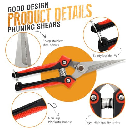 4 Pack Garden Pruning Shears, Curved & Straight Blade