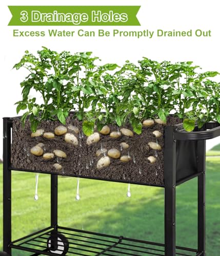 Raised Garden Bed with Legs, Black