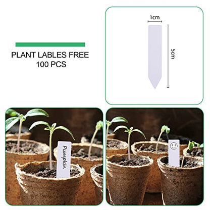 JERIA 100-Pack 3.15 Inch Peat Pots for Seedling with 100 Pcs Plant Labels,Outdoor Garden Germination Nursery Pots,Biodegradable Seed Starter Pots Kits - style: 100P