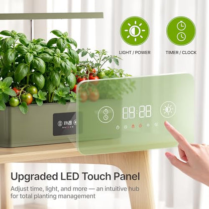 SUNCOZE Hydroponics Growing System Kit with 24W Dimmable LED Light, Green - color: Green