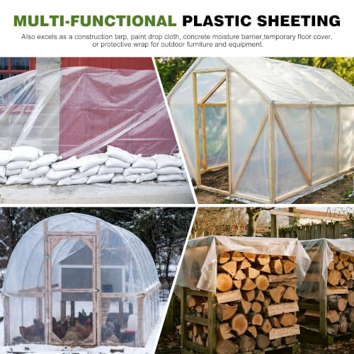 6 Mil Plastic Sheeting, 10x25 FT, Greenhouse Plastic - size: 10x25 FT