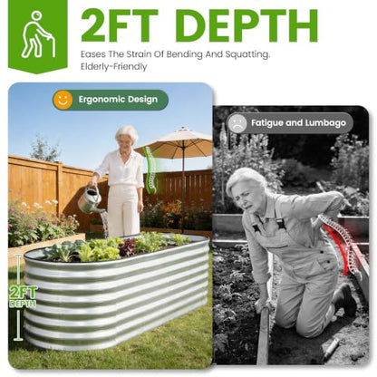 Galvanized Raised Garden Bed 6x2x2ft,Silver Planter Box