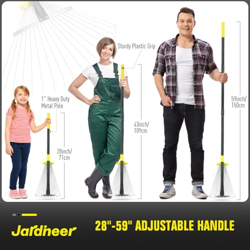 Jardineer Adjustable Leaf Rake, Expandable Lightweight Metal Yard Rakes