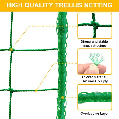 Garden Trellis Netting for Climbing Plants Outdoor, Plant Netting for Cucumber, Tomato, 6.6x32.8 FT Trellis Net with 4x4 Inch Mesh as Vegetable Netting for Grape, Bean,Growing Pea,w/Plant Clips - size: 6.6x32.8 FT
