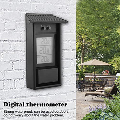 Joyzan Digital Greenhouse Thermometer,Waterproof Max Min Temperature Meter - color: black