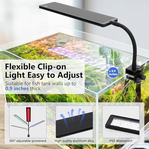 fishkeeper Clip On Aquarium Light, 24/7 Mode Fish Tank Light with Timer - size: For 15.74-22.83 inch Fish Tank