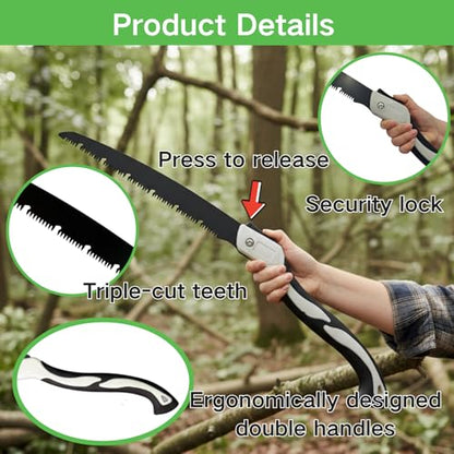 11.8 Inch Folding Hand Saw, SK5 Steel Pruning Saw for Wood Cutting