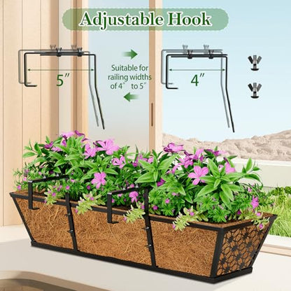 SPECILITE 30" Adjustable Metal Window Railing Planters Boxes, 4 Pack - size: 30in, style: 4Packs