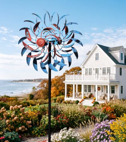 4 Layer Wind Spinners Metal Vine Scroll Kinetic Garden Yard Art Decor - color: Vine