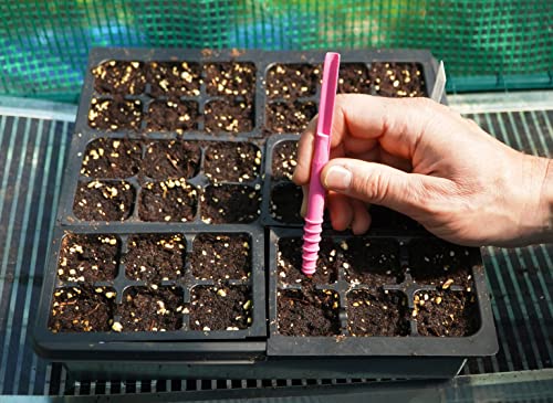 Dibby Seed Sowing Garden Tool Dibber Planter Transplanter – Sow Seeds at the Right Depth – Easily Transplant Delicate Seedlings (Little Dibby) Pink - color: Pink