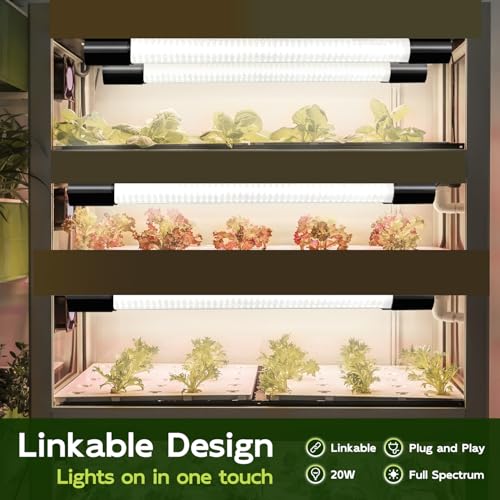 Hlite LED Grow Light 16 inch, Hanging Full Spectrum Linkable 2 Pack - color: White, size: 2 x 20W SWITCH