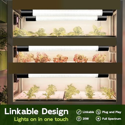 Hlite LED Grow Light 16 inch, Hanging Full Spectrum Linkable 2 Pack - color: White, size: 2 x 20W SWITCH