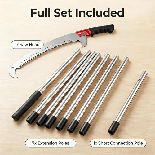 RISETEX Pole Saws for Tree Trimming 9.2 FT, Manual Pruning Saw - size: 9.2FT