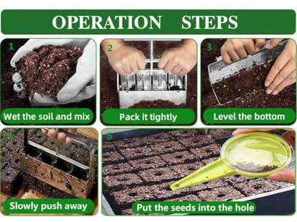 2 Inch 4-Cell Handheld Heavy Duty Soil Block Maker for Seed Starting