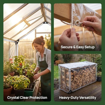 Clear Tarp Heavy Duty Waterproof 18 Mil,Transparent PVC Plastic Tarpaulin with Rustproof Grommets and Reinforced Edges,Ideal for Greenhouse,Patio Enclosure,Porch Rain Blocker and Outdoor Cover 6'x8' - size: 6x8ft