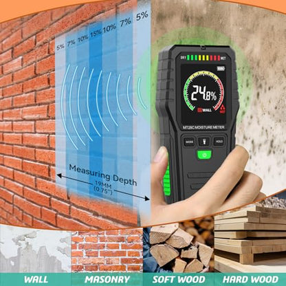 Pinless Moisture Meter for Wall,Floor – Digital Moisture Tester - color: Red_green
