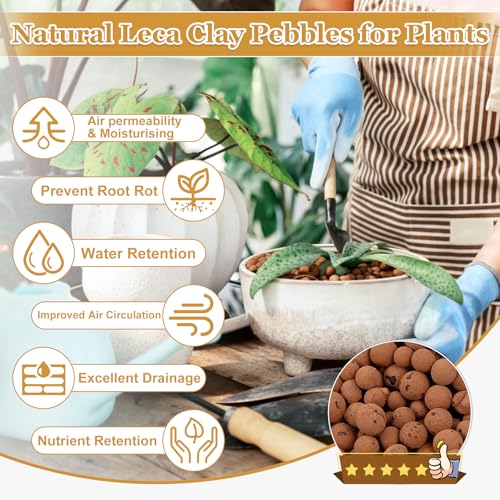 16LB Organic Leca Clay Pebbles for Plants, 4-16mm Natural Leca Ball - size: 16LB