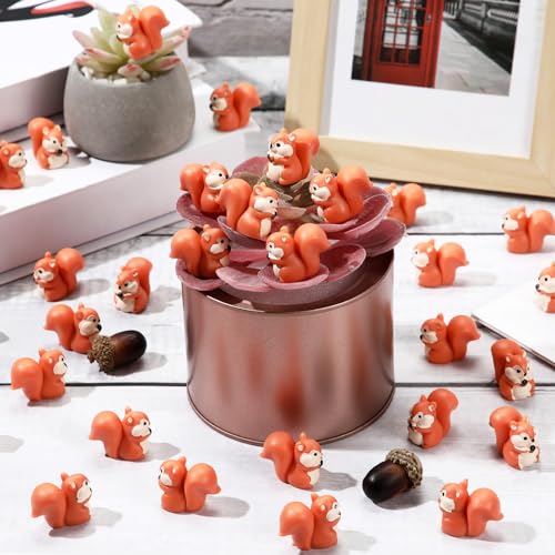 Threehoney 50 Pcs Mini Resin Animal, Miniature Figurines Bulk, Squirrel - style: Squirrel Style