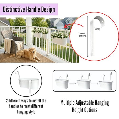 LaLaGreen 11.8 in Fence Rail Planter (9-Piece Combo) White Oval Round Pots - size: Combo B (9 pack)