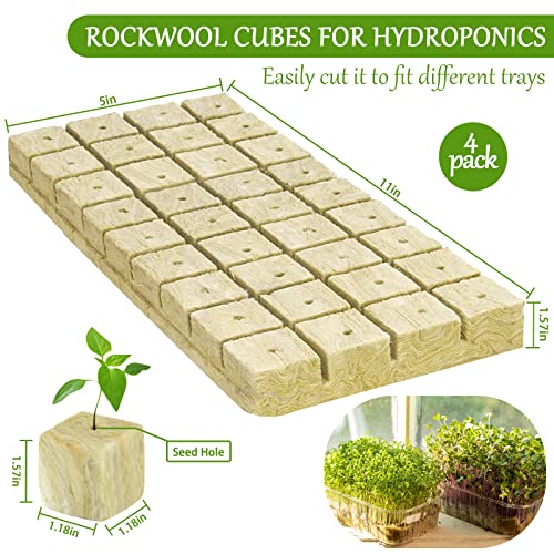Legigo 1.2 Inch Rockwool Cubes Seed Starter Plugs for Hydroponics, 144Plugs - color: 4 Sheet, size: 1.2" Plugs