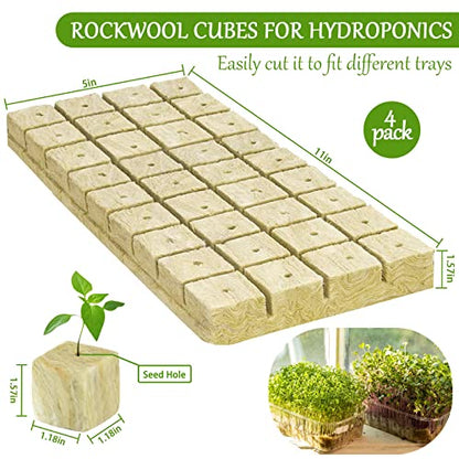 Legigo 1.2 Inch Rockwool Cubes Seed Starter Plugs for Hydroponics, 144Plugs - color: 4 Sheet, size: 1.2" Plugs