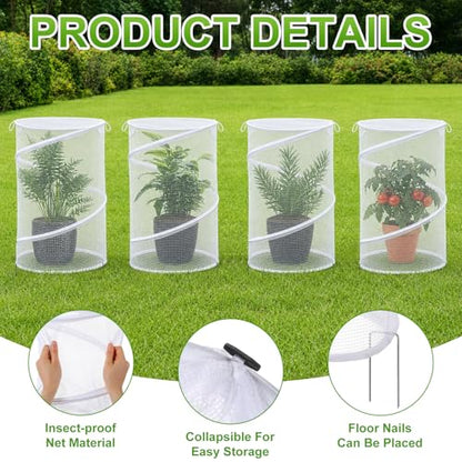 6 Pack Pop up Plant Covers 20"Hx12"D Insect Barrier Mesh Plant Cover