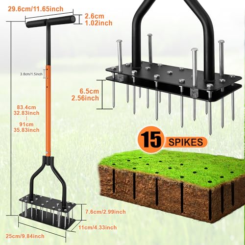 Lawn Aerator Tool, Manual Lawn Aerators with Padded T-Handle