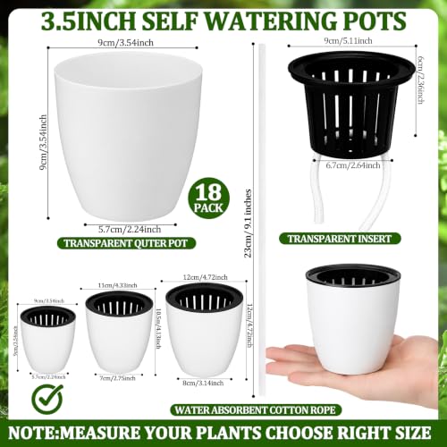 Self Watering Plant Pots, 3.5'', White Black, 18 Pcs - color: White Black, size: 3.5''