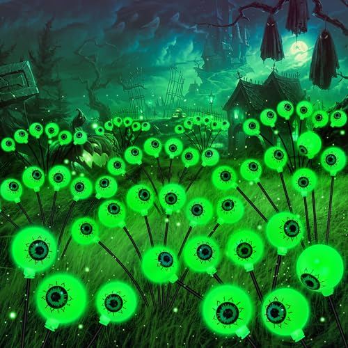 NBQQ Halloween Decorations Outdoor Solar Scary Eyeball Lights - color: Green-eyeball, size: 4 pack