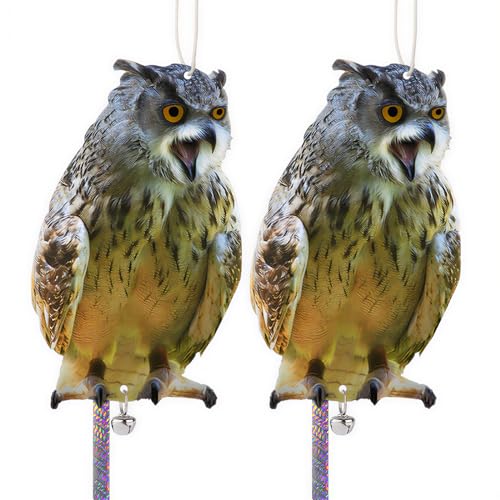 2Pcs Flat Plastic Owl to Scare Woodpecker from House - color: Grey Brown 2pcs