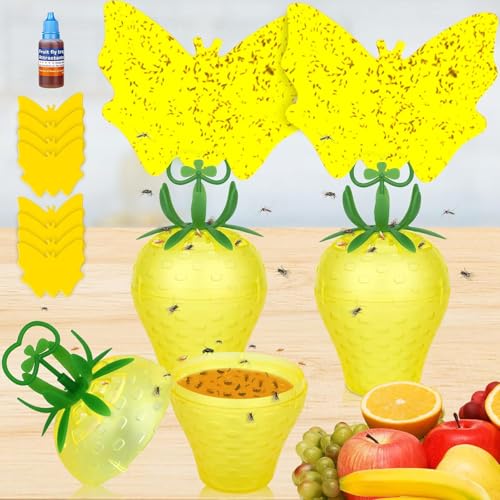Fruit Fly Trap for Indoors,2025 Upgrade Fruit Flies Gnat Killer with Yellow Sticky Fruit Fly Traps,Safe and Non-Toxic Fruit Flies Traps,Odorless Fly Insect Trap for Home,Kitchen,Plants (Yellow,2 Pack) - color: Yellow