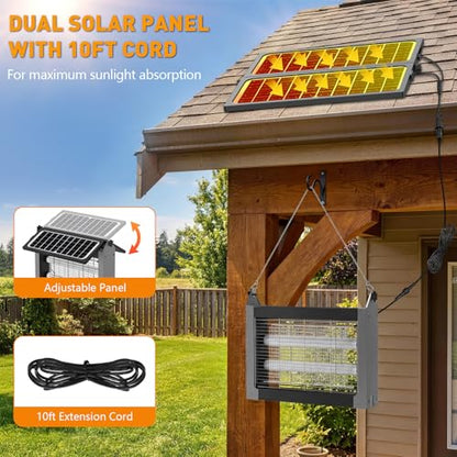Solar Bug Zapper Outdoor, 4500V Mosquito Zapper with Dual Solar Panels - color: Gray