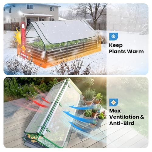 Quictent 8x4x1ft Galvanized Raised Garden Bed with Cover - color: Clear, size: 8 x 4 x 1 ft