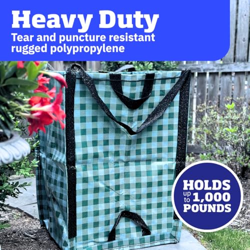 DURASACK Heavy Duty Home and Yard Bags, Gingham Green - color: Gingham Green