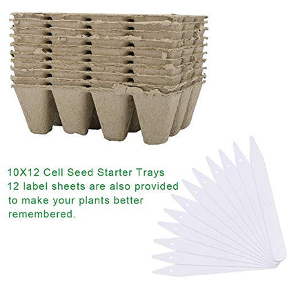 120 Cells Seed Starter Tray Kit, Organic Germination Seedling 10 Pack