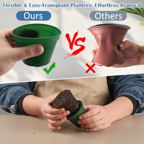50 Pack 3 Inch Plastic Nursery Pots with Drainage &Raised Base Seed Starter - color: Black, size: 3"-50P
