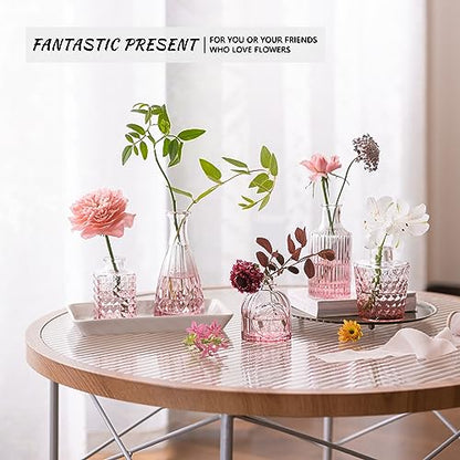 SUPMIND Glass Bud Vases Set, 12pcs Pink Small Flower Vases in Bulk - color: Pink, size: 12Pcs