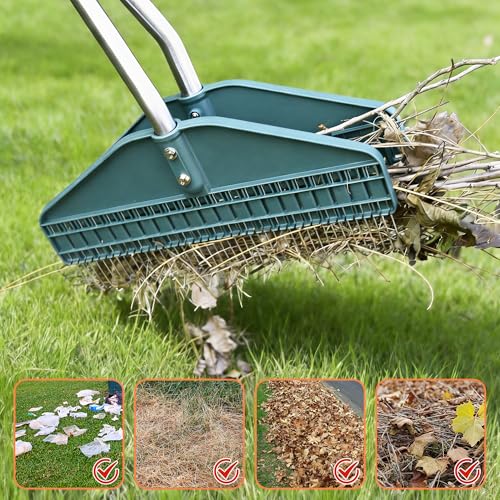 YEELOR Leaf Grabber Rake, 36.6 Inches, 3.3 Pounds（Straight Grip）