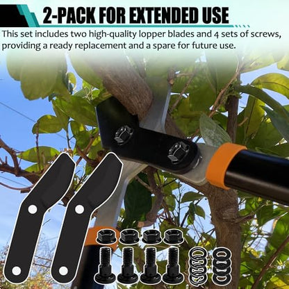 (2-Pack) Alloy Steel Lopper Replacement Blades with Screws