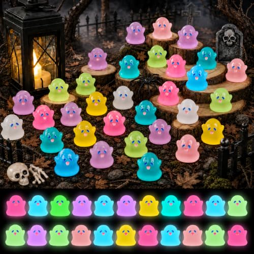 108 Pcs Halloween Luminous Mini Resin Ghost Figurines - color: Halloween-108pc