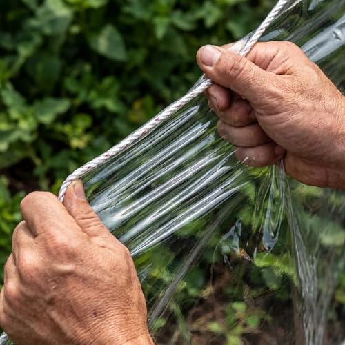 Clear Tarp Heavy Duty Waterproof18 Mil,Transparent PVC Plastic Tarpaulin with Rustproof Grommets and Reinforced Edges, Ideal for Greenhouse,Patio Enclosure,Porch Rain Blocker and Outdoor Cover 7'x10' - size: 7x10ft