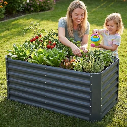 Raised Garden Bed, 4x2x1.86ft, Grey - color: Gray, size: 4×2×2FT(1pcs)