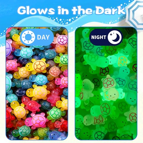 Mini Glow In The Dark Animal Resin Models, Resin Animals Mystery Bags, Individually Wrapped Blind Bags Tiny Animal Figurines, Collectible Mini Animals For Fairy Garden, DIY Crafts (50, Turtle) - color: Turtle