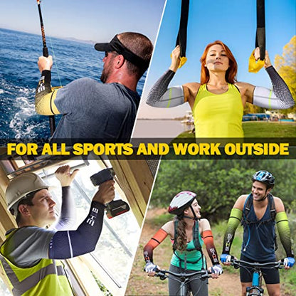 beister Arm Sleeves for Men & Women, UV Protection Cooling Cover and Cyling - color: Blue, size: Medium