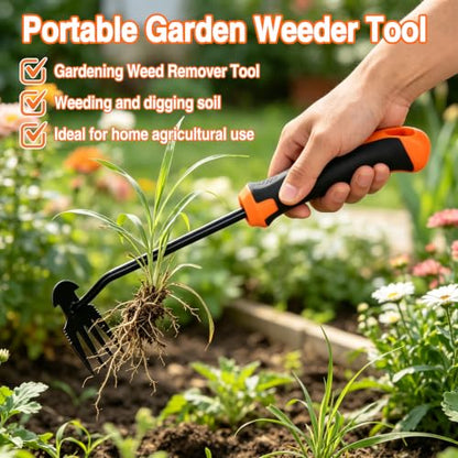 Portable Garden Weed Remover Tool, Handheld Gardening Weeder