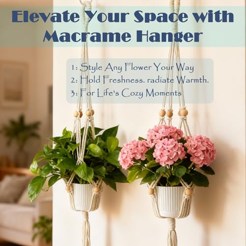 2-Pack Macrame Plant Hangers, 35 Inch