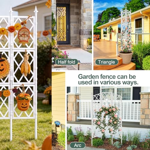 63 Inch Garden Trellis Support Fence Metal Lattice Climbing Frame White - color: White
