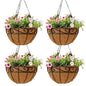 10 inch Metal Hanging Baskets For Plants Outdoor 4 Pack Round Metal Wire Hanging Basket Planter with Coco Fiber Liners Chain Round Wire Plant Holder for Garden, Patio, Deck, Porch Plants Flower Potsss - size: 10 Inch, style: Flower Border